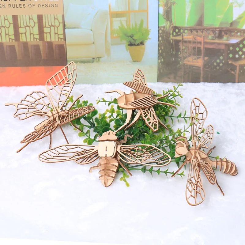 Детская игрушка Монтессори 3D головоломка DIY мозаика доска деревянная головоломка насекомое Животное ручной работы обучающая игрушка для сборки подарок для детей