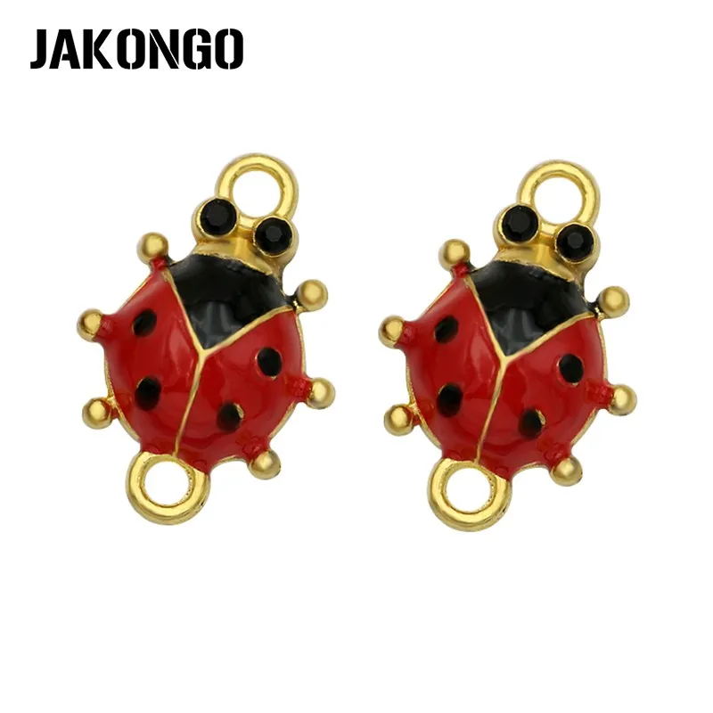 

JAKONGO Gold Color Enamel Beatle Connector for Jewelry Making Earrings Accessories Findings DIY 20x14mm 5pcs/lot