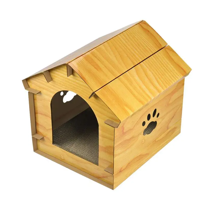 Имитация древесины зерна кошка дом из гофрированной бумаги для кота царапины доска кошка приют товары для домашних животных - Цвет: B