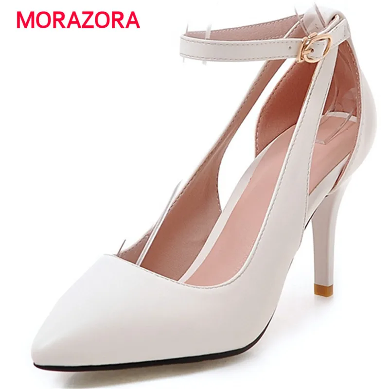 

MORAZORA Pointed toe elegant party shoes shallow women pumps office lady big size 32-43 thin high heels shoes 9cm solid
