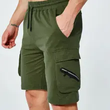 Высокое количество плюс размер мужские карго шорты эластичные повседневные хлопковые тренировочные карманы шорты M-2XL