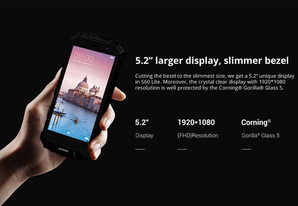 DOOGEE S60 Lite IP68 водонепроницаемый сотовый телефон 5," 4 Гб ОЗУ 32 Гб ПЗУ MTK6750T Восьмиядерный Android 7,0 беспроводной зарядки смартфонов