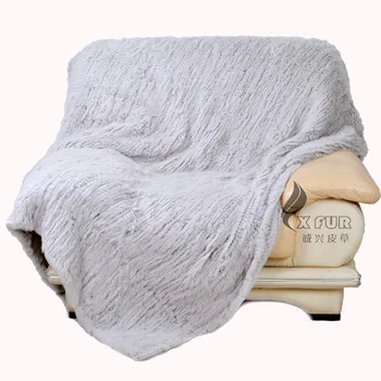 

CX-D-10D 150x130cm Custom Rabbit Fur Knitted Throw Blanket ~ DROP SHIPPING