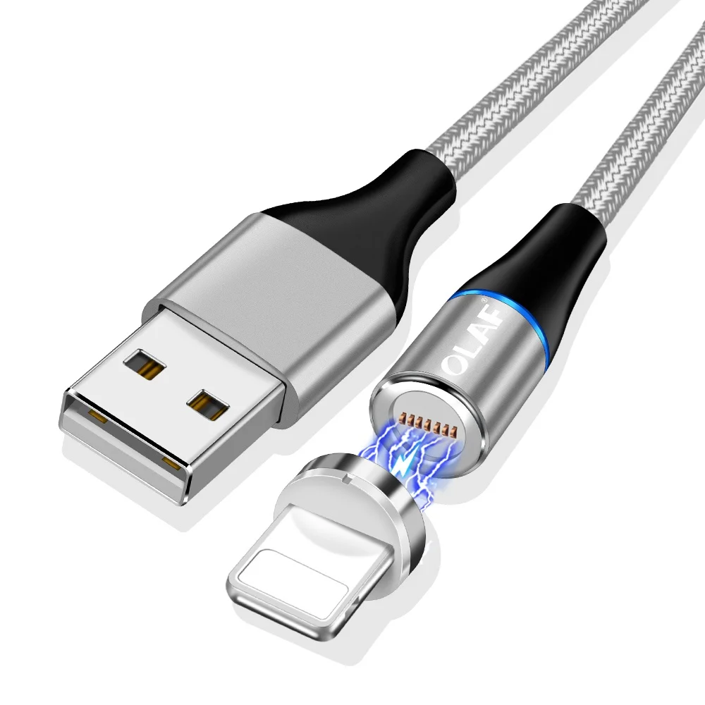 Магнитный кабель для быстрой зарядки OLAF 3A Micro usb type C кабель для зарядки iPhone 6 7 8 Plus X XR XS Max USBC кабель type-C - Цвет: Silver IOS Cable