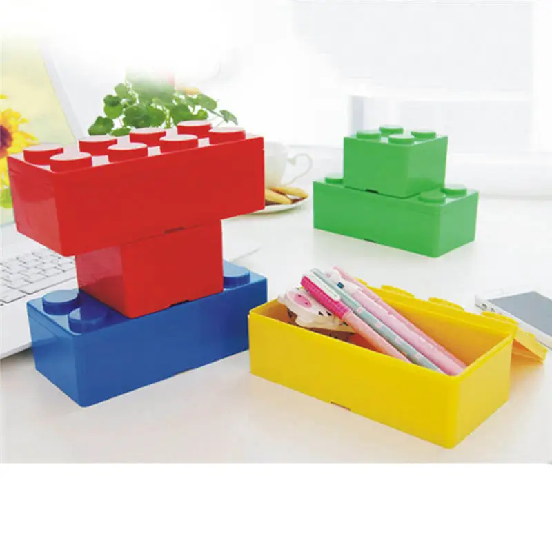 

Plastic Creative Storage Box Building Block Shapes Saving Space Box Superimposed Desktop Handy Office Housekeeping Organizer