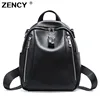 ZENCY 2022 Genuine Leather Women's Backpacks Silver Color Hardware First Layer Cow Leather Female School Backpack Cowhide Bags ► Photo 1/6