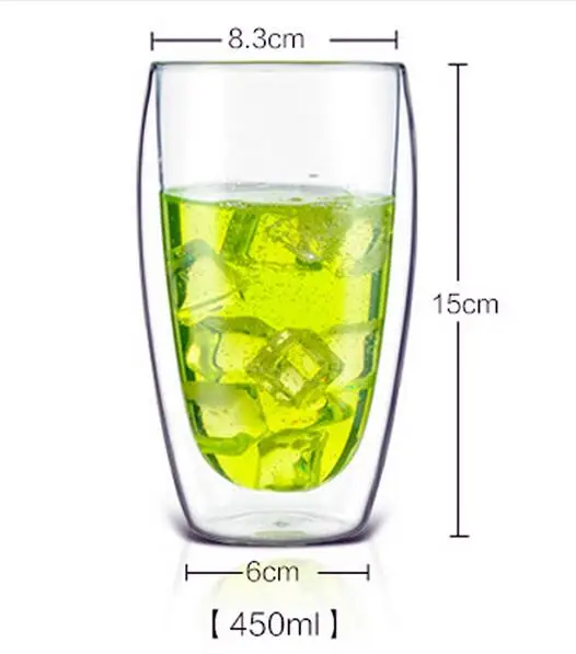 

450ml Handmade Round Double Wall Glass Flower Tea Cups Fine Coffee Teacup Beer Juice Glassware Tea Set Teaware Drinkware
