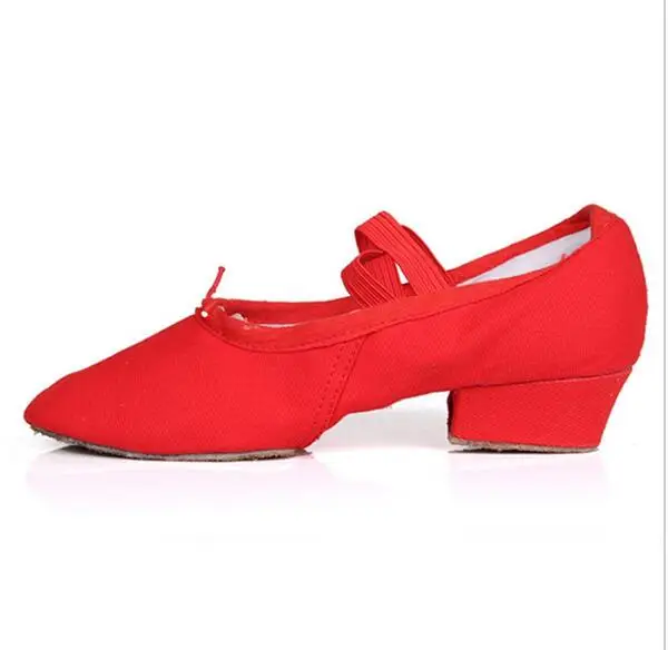 Red/black Ballet Shoe With Heels Women Lady Girls Teacher Dance Shoes