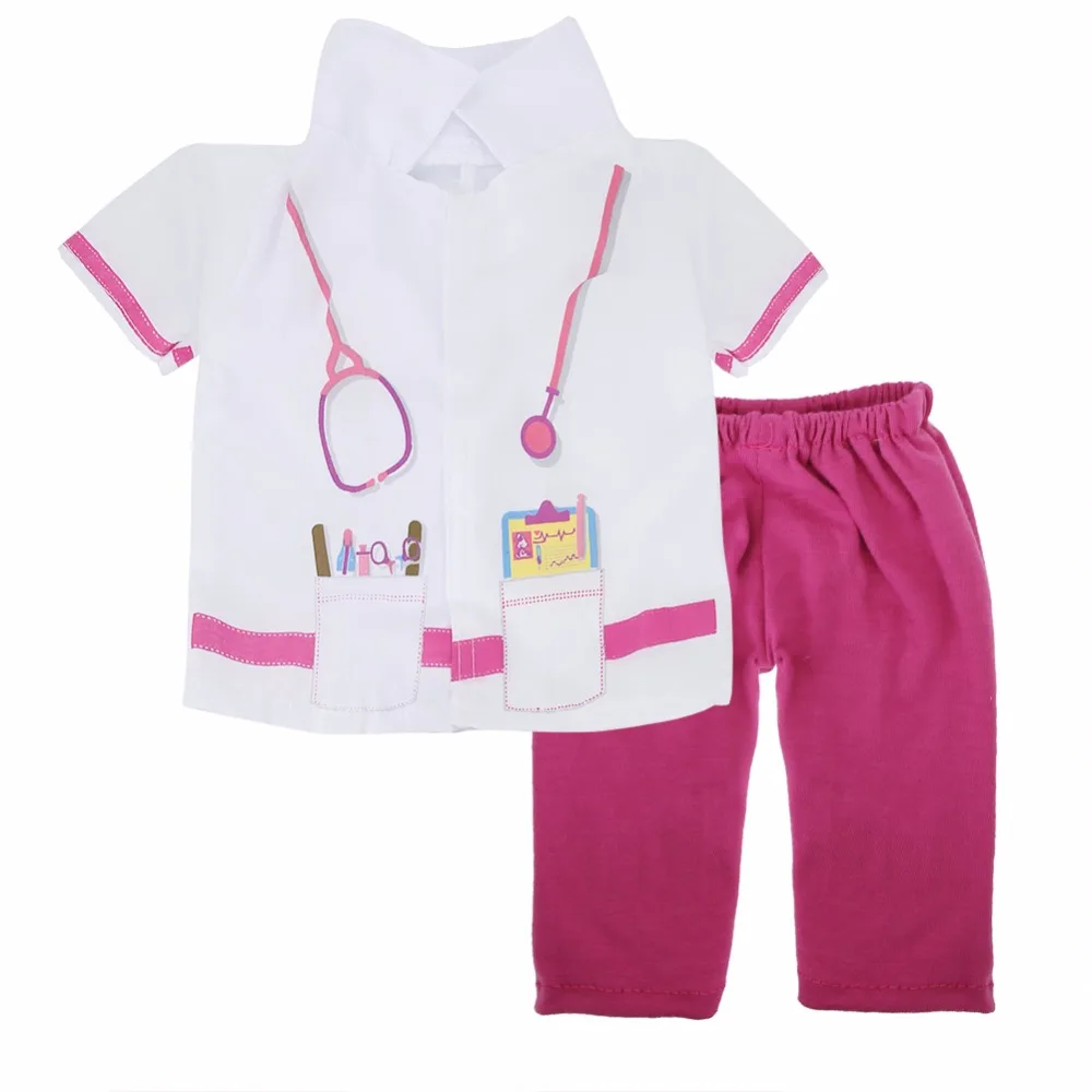

18 Inch Baby Doll Cosplay One Set Nurse Doctor Uniform Coat & Pants Set Cute My Life Dolls Clothing Costume Gift