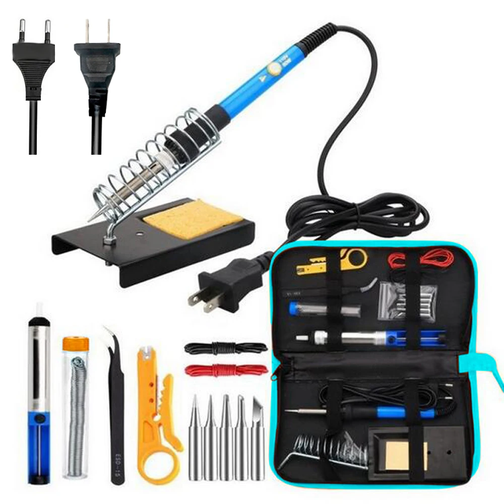 Electric soldering iron set adjustable temperature portable welding repair tool tweezers tin