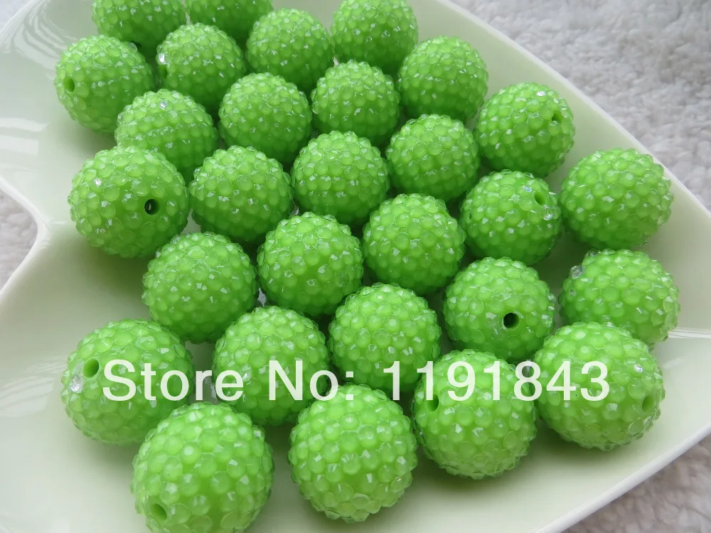 

Kwoi vita Green Clear Rhinestone Beads 20MM 100pcs A lot Resin Rhinstone Ball Beads for Chunky Jewelry Making
