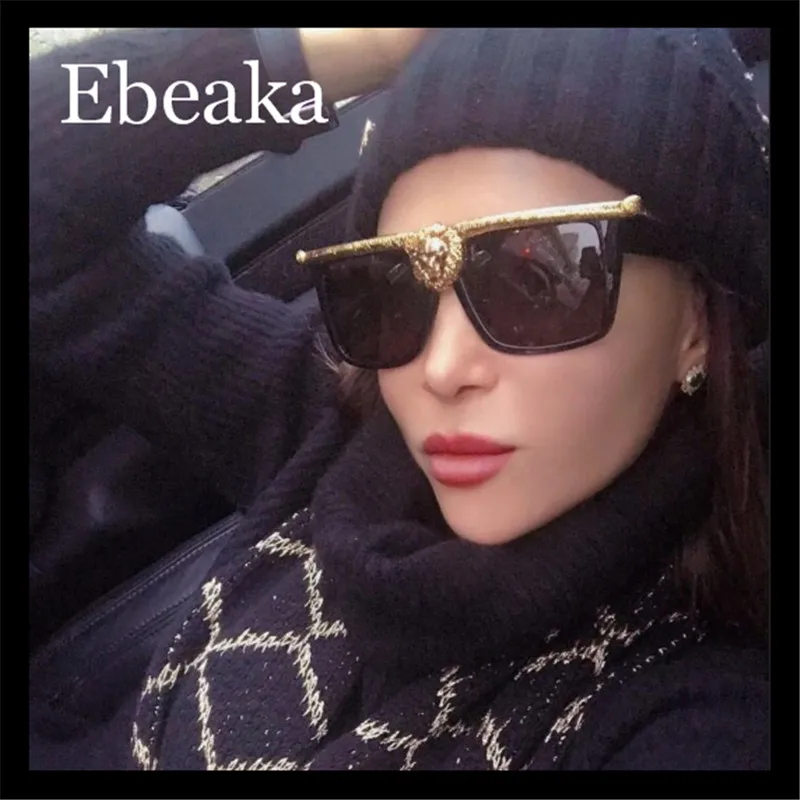 

Ebeaka2019Hot Sale Fashion Trend Sunglasses Women Men's Wild Lion Head Queen Style Large Frame Sunglasses Brand Designer UV400