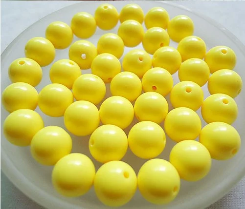 Желтый оптом акриловый твердый DIY пластиковые круглые бусины Spacer Ювелирные Аксессуары Для Bubblegum ожерелье 6.8.10.12.14mm YK-12