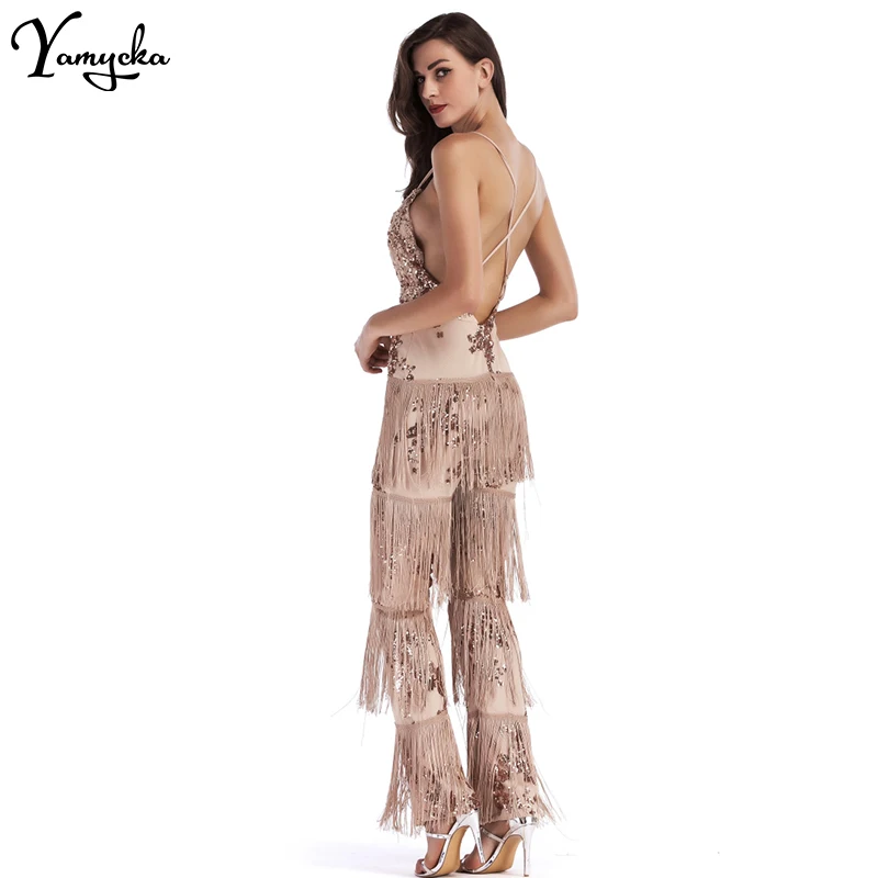 Sexy Rompers Womens New Arrivals Jumpsuit for Women Sequins Patchwork Summer Elegant Bandages Club Party Bodysuit Overalls 2018