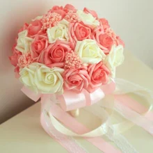 Свадебный букет для свадебного украшения голубой и белый свадебный букет ручной работы Искусственный цветок розы