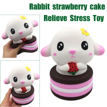 

Adorable Squishies Rabbit Strawberry Cake Super Slow Rising Scented Relieve Stress Toy Gift for baby kids 6.26
