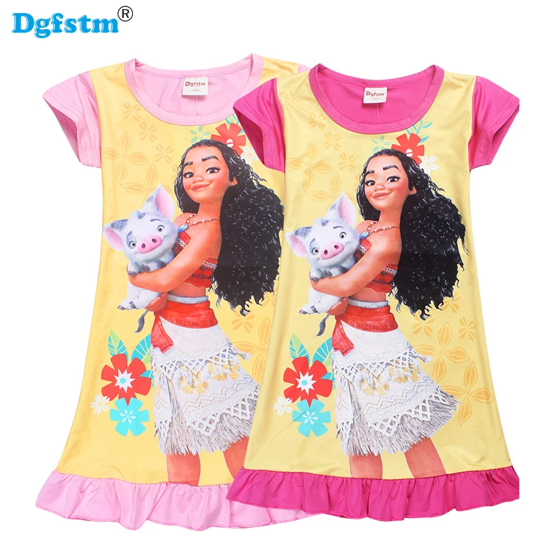 Cartoon MOANA Girls Nightgown Summer short Sleeve Baby Pajamas For Girls Sleepwear Kids Nightie