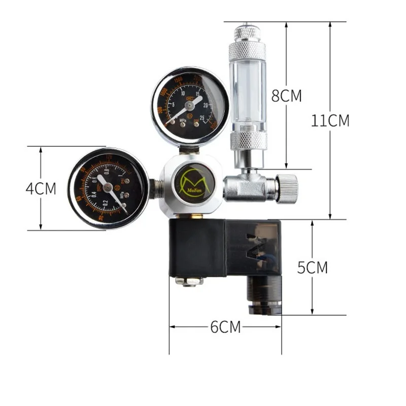 Аквариумная система с двойным манометром CO2 Регулятор давления счетчик пузырьков Соленоидный клапан 220 В счетчик пузырьков для аквариума CO2 контроль
