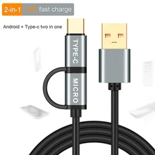 2 в 1 USB кабель для передачи данных Micro usb type C кабель для зарядного устройства для samsung Быстрая зарядка мобильный кабель для зарядки телефона для Xiaomi huawei Honer