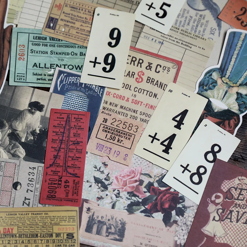 

Retro Library Kraft Label Calendar Poster Sticker Old Ticker Mixed Vintage Collection Decorative Stickers DIY Scrapbooking Diary