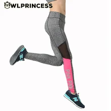Owlprincess Rosa Remiendo de la Impresión Carta Mujeres Deportes Correr Gym Yoga Pant Medias Legging Nuevos Pantalones Elásticos pantalones de Baile de Fitness