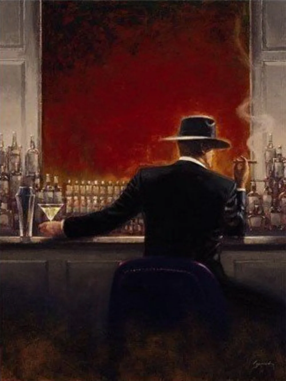 New Hand painted Canvas Oil Painting POP Art Cigar Bar Guaranteedin