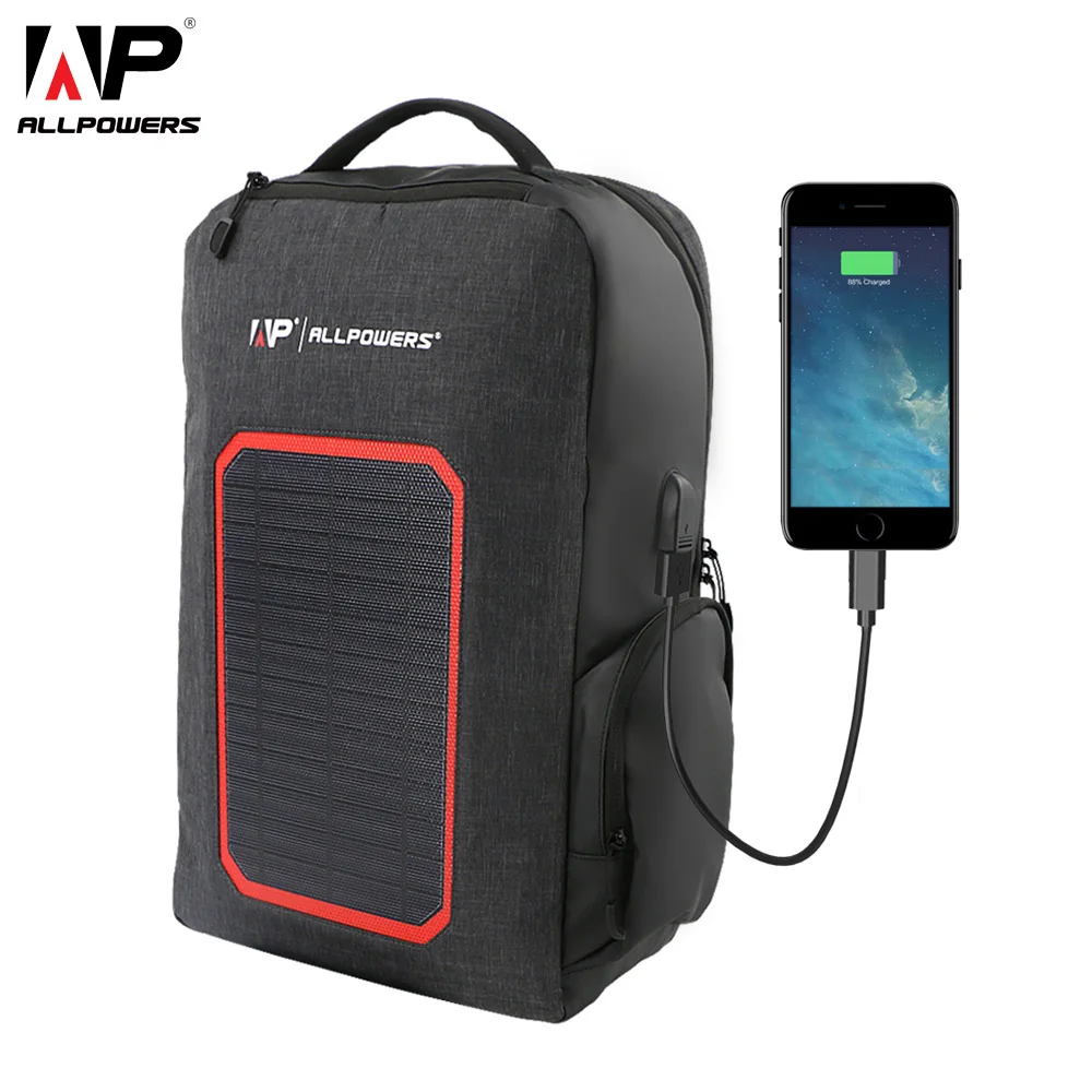 

ALLPOWERS Solar Backpack Waterproof Solar Laptop Backpack Built-in Lithium Battery Charging Cell Phones When Camping Travelling.