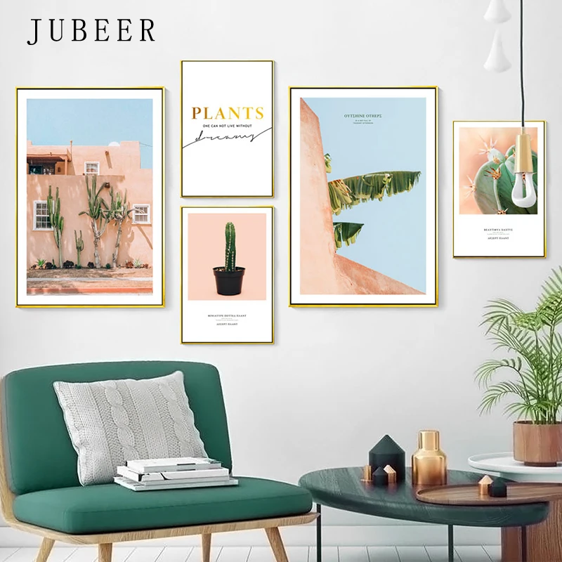 

Nordic Canvas Paintings On The Wall Leaf Cactus Posters and Prints for Living Room Decoration Pictures Nordic Decoration Home