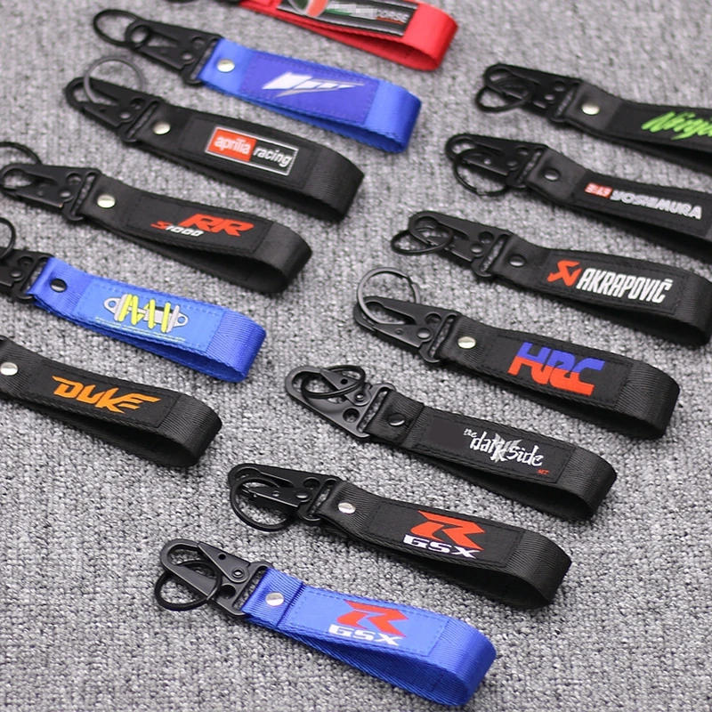 

NEW Motorcycle Embroidery Strap Key Ring Keyring For Suzuki GSXR / KTM DUKE / DUCATI / OHLINS Motocross Key Chain Keychain