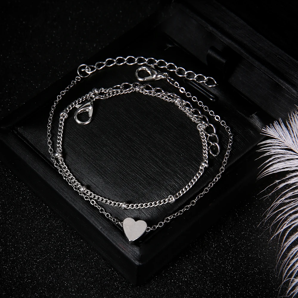 Fashion Women Multilayer Gold Silver Cuff Charm Bangle Chain Bracelet Jewelry