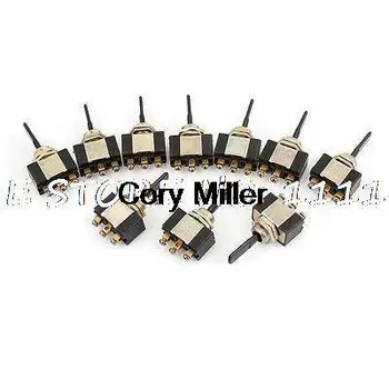 

10 Pcs Panel Mount AC 2A/250V SPDT On/Off/On 3 Position Toggle Switch