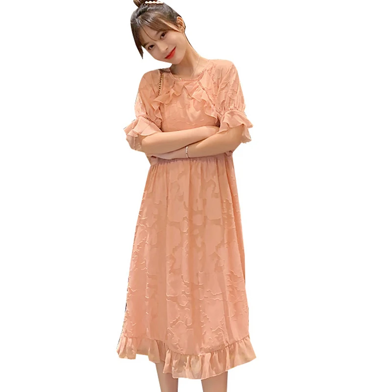 

Summer Fashion Lace Dress For Pregnant Women Bell Sleeve Long Floral Dresses Maternity Plus Size Pregnancy Party Fashion Clothes