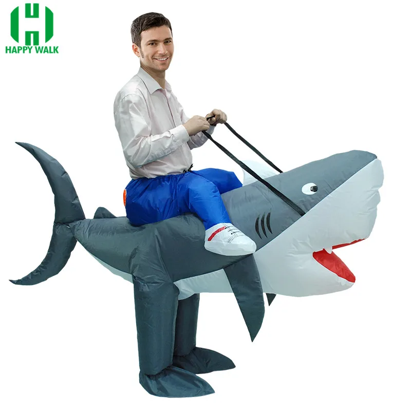 New Purim Halloween Inflatable Shark Costume Carnival Mascot Cosplay Costume Party Animal Shark Fish Costume Women Man Adult Kid