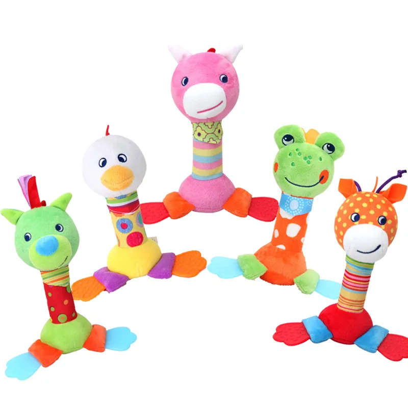 

Newborn Cartoon Animal Teether Toys Baby Cute Rattle Stick Baby Hand Grabbing Baby Puzzle Cognitive Toy 0-12 Months Baby Toys