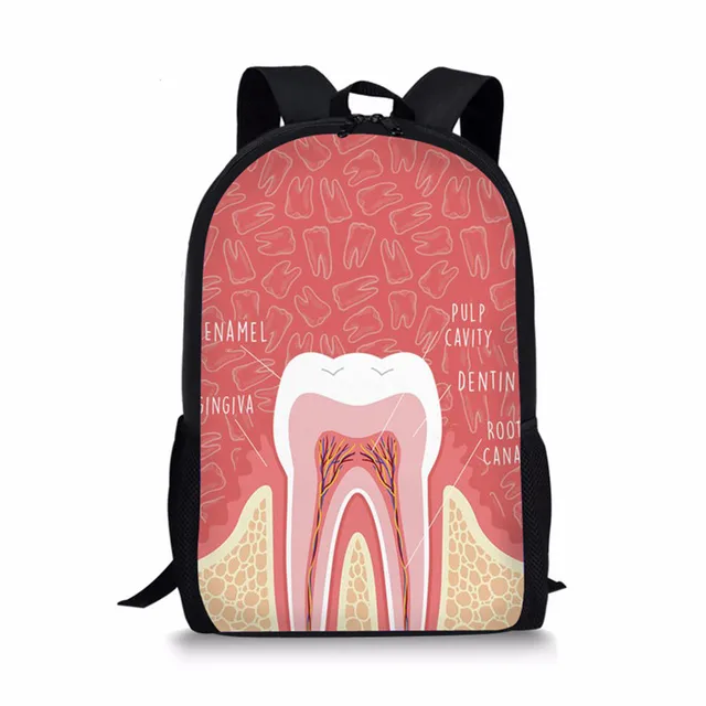 FORUDESIGNS Cartoon Dentist Teeth Backpack for School Bags Girls Book
