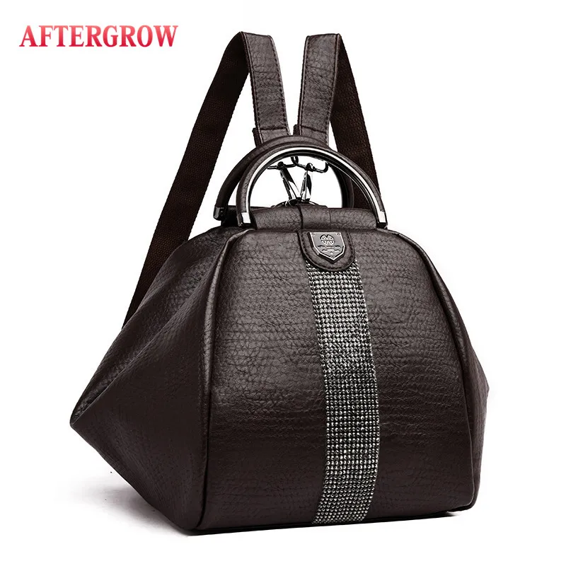 

Multi-function Female Backbag High Quality Leather Coffee Backpack Youth Teenage Girl School Shoulder Bag Women Backpack Mochila
