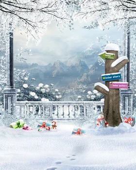 

Snow Tree Christmas Gift photography studio background Vinyl cloth High quality Computer printed christmas backdrops