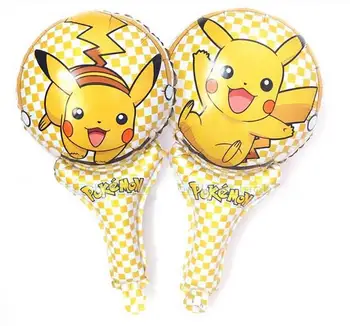 

KUAWANLE 50pcs/lot Cartoon Pikachu Holding Sticks Foil Air Balloons Pokemon Balloon Birthday Wedding Party Decorations Globos