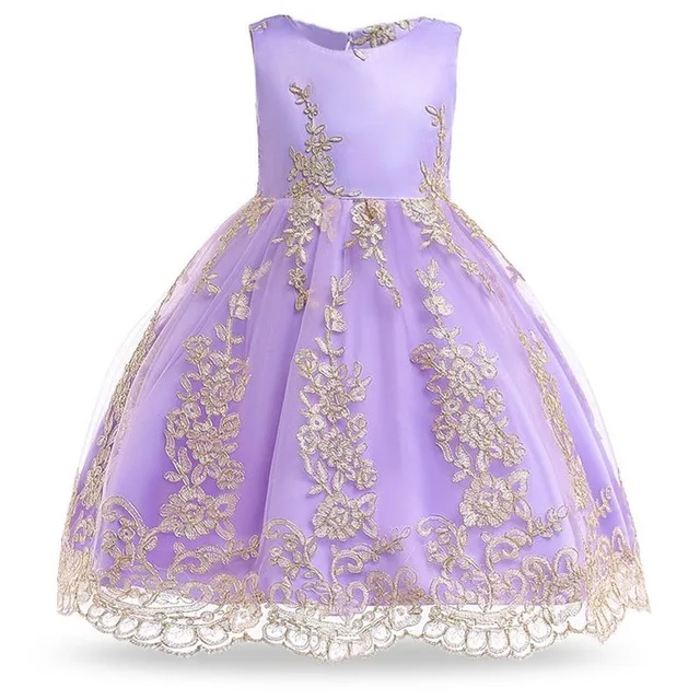Лето Вышивка костюм Детские платья для девочек детские для маленьких девочек платье принцессы вечерние свадебное платье 10 лет L9028 - Цвет: Purple