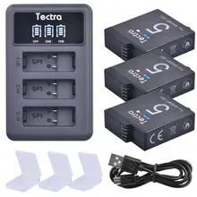 1600mAh 3Pcs AHDBT-501 Battery for GoPro HERO5 HERO6 Sport Camera Battery+LED Display 3-Slot USB Charger with Type-C Port