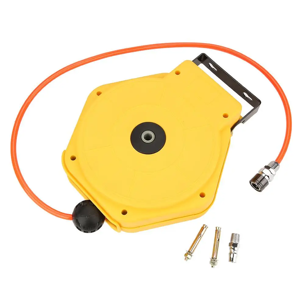 

8m PU Pneumatic Hose Automatic Retractable Hose Reel W/ 1/4in Air Inlet Connector High Quality