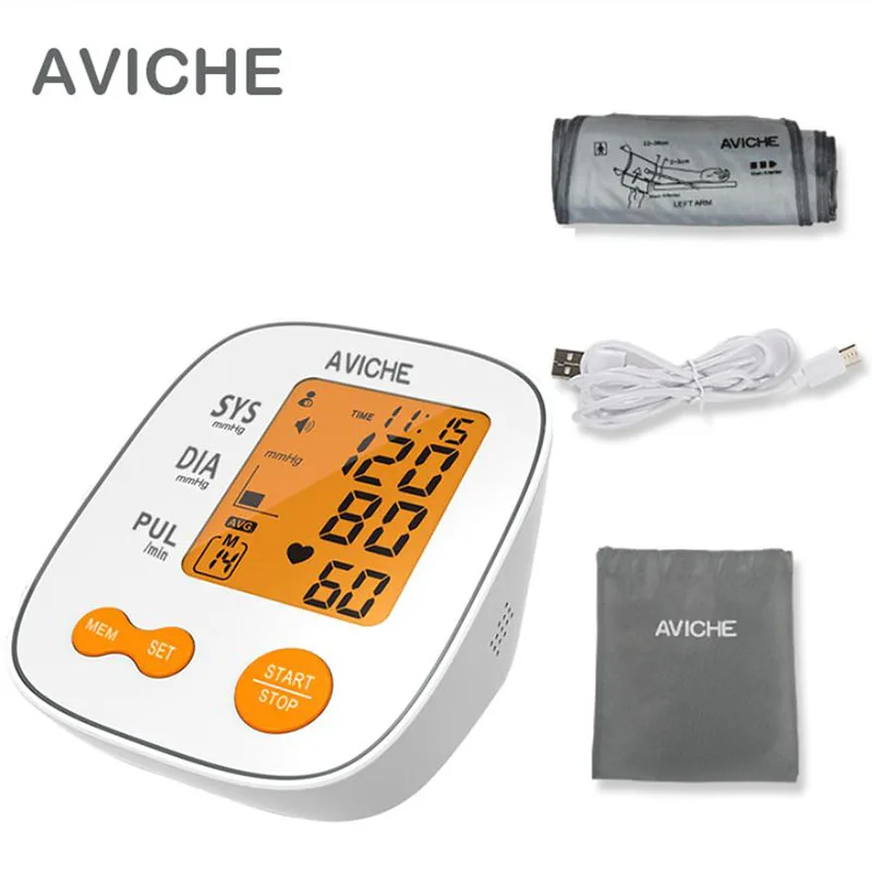 

AVICHE Auto Digital Arm Blood Pressure Monitor Large Backlight LCD Display Talking Pulse Rate 22-42cm BP Cuff Machine