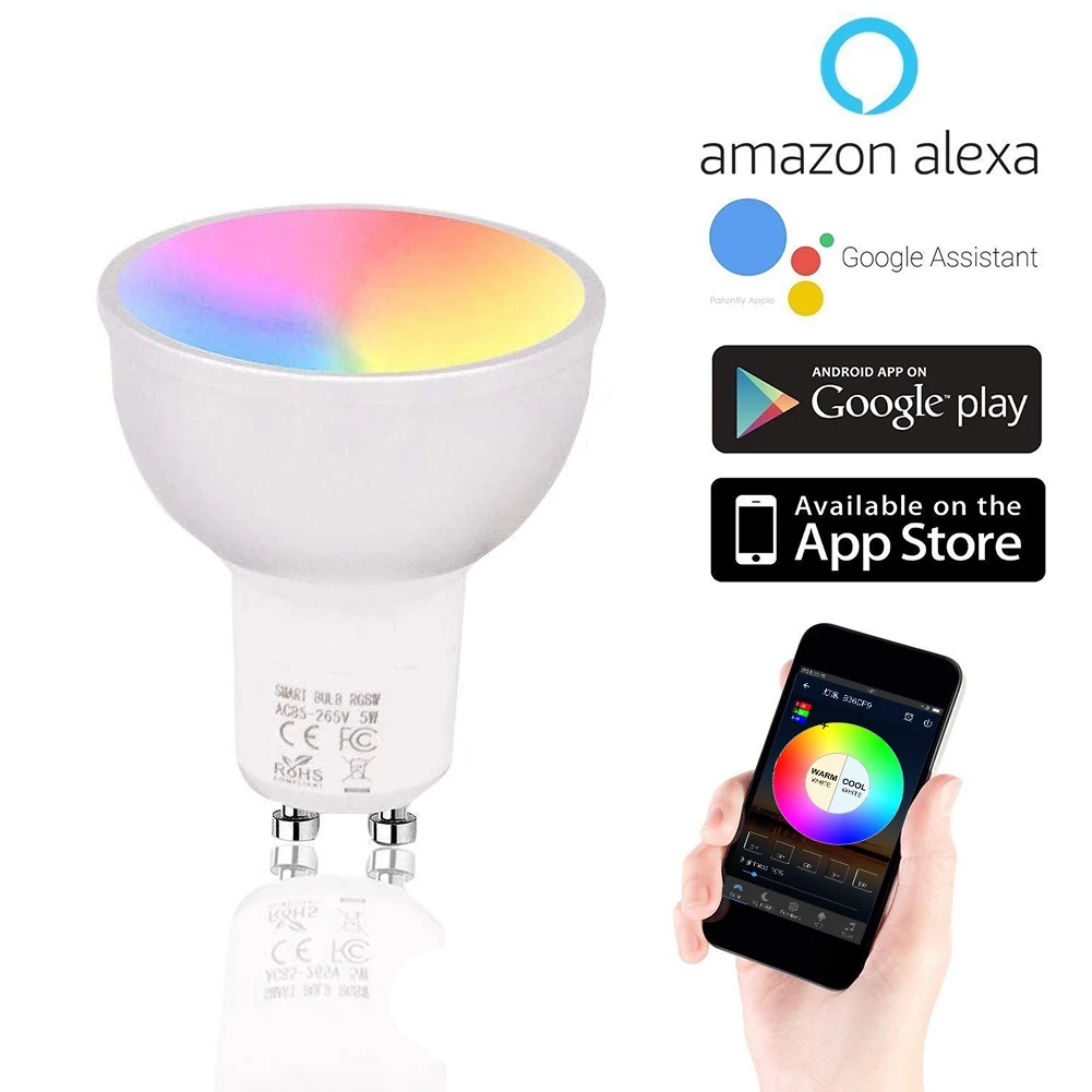 Wi-Fi умный светодиодный свет лампы GU10 приложение Дистанционное Управление СИД кнопочный переключательный Диммируемый совместим с Amazon Alexa/Google Home Assistant/IFTTT - Комплект: Набор1