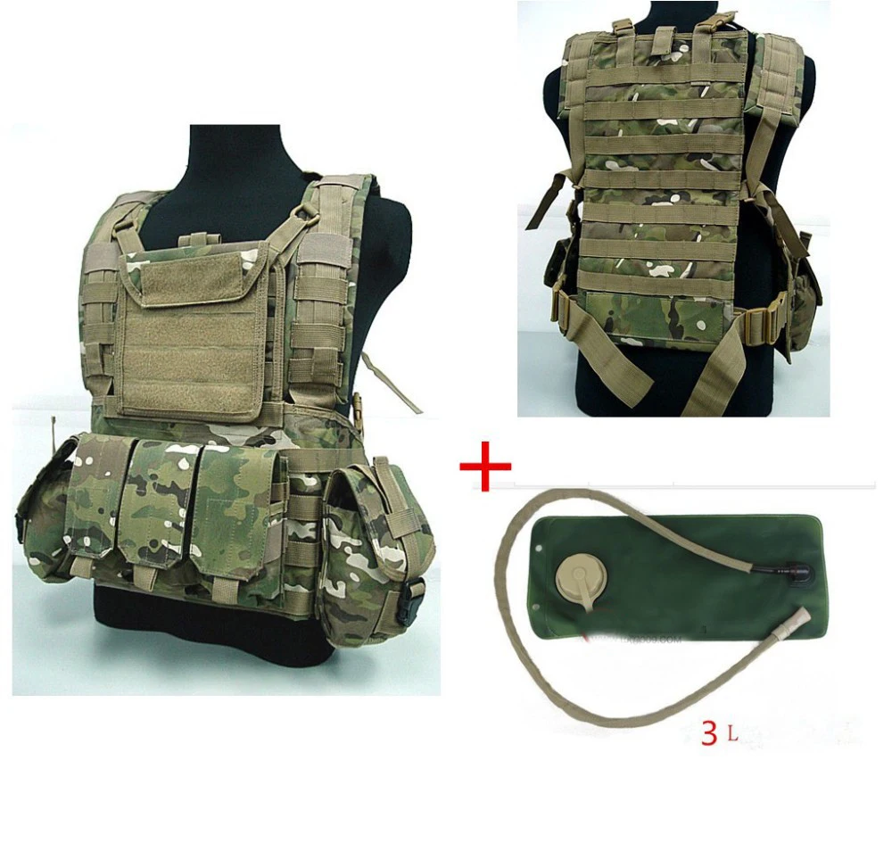 

3 litres of water bag Military USMC Tactical Combat Molle RRV Chest Rig Paintball Harness Airsoft Vest Multicam ht156