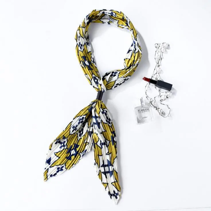 Летний складной Шелковый шарф для женщин, модные женские шарфы, женские шелковые шарфы с принтом, Супер длинная Узкая сумка, полосы, маленькие полотенца, галстук - Цвет: 10
