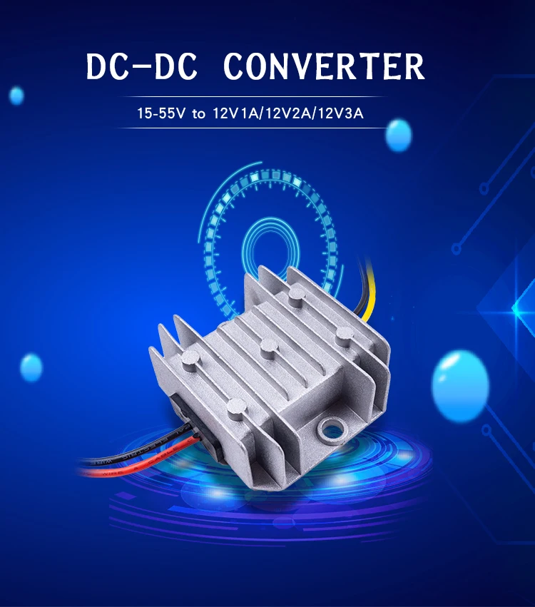 12 В преобразователь напряжения 15-55 в до 12 В 1A 2A 3A понижающий преобразователь постоянного тока 15-55 в до 12 В DC регулятор напряжения для автомобилей на солнечной батарее