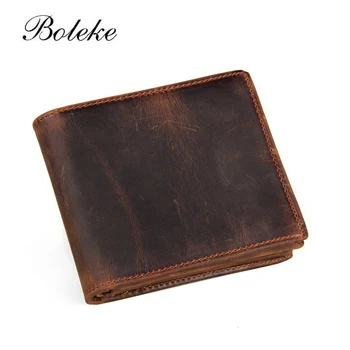 

2018 Vintage Crazy Horse Handmade Leather Men Wallets Multi-Functional Cowhide Coin Purse Genuine Leather Wallet For Men