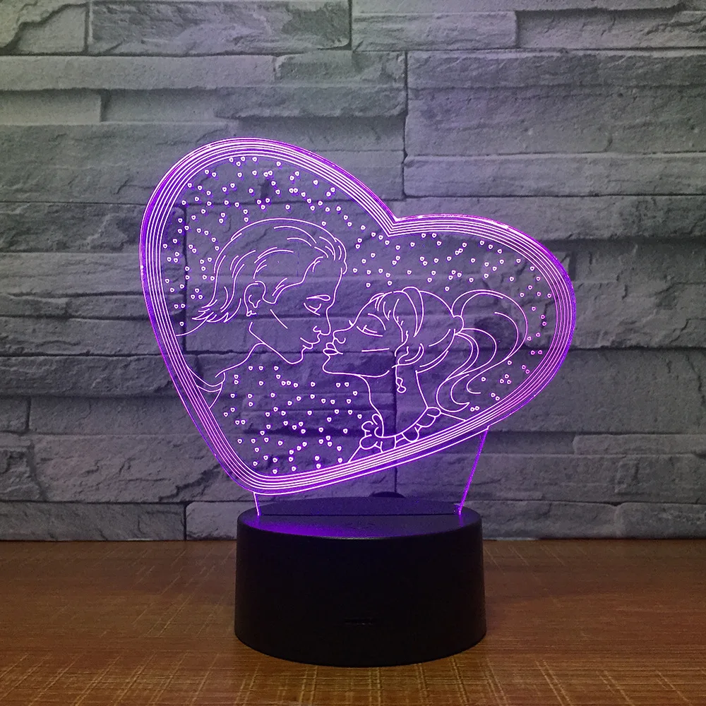 3D светодиодная USB лампа I LOVE YOU Sweet Lover Heart романтический декоративный Красочный