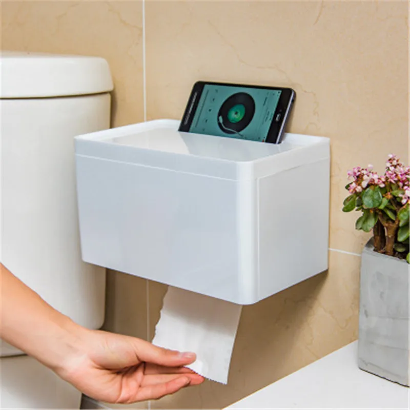 

2019 new kitchen bathroom punch-free waterproof toilet paper rack bathroom toilet paper roll paper tissue box