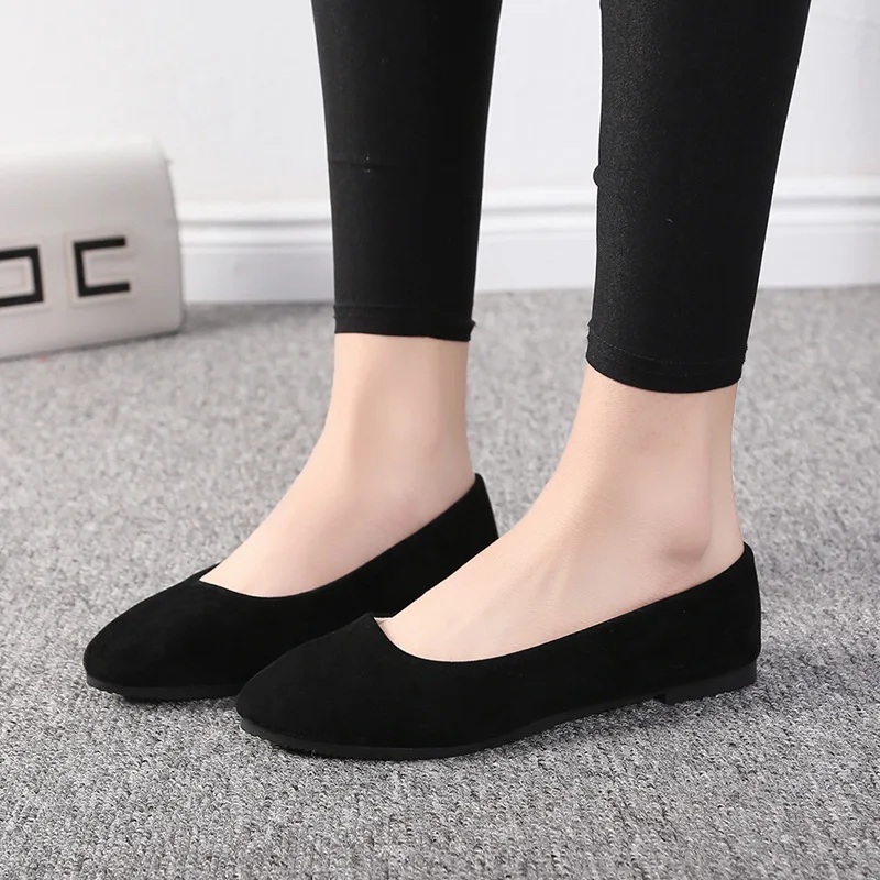 

Flats 2019 spring autumn fashion pointed single shoes female flat bottom shallow mouth candy color women's shoes big size 43